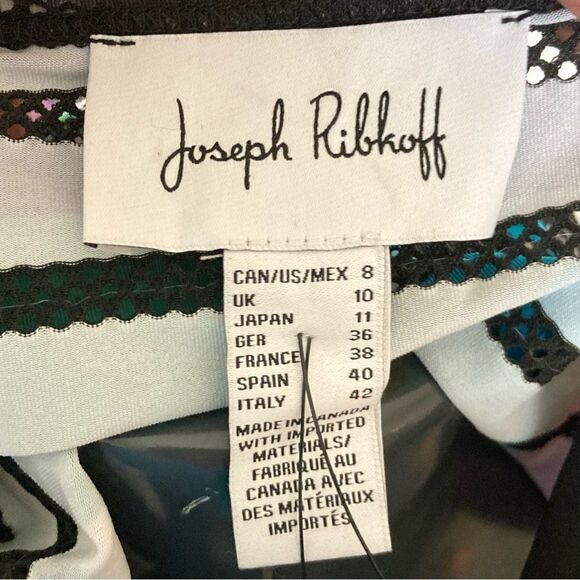 Joseph Ribkoff Size 8 Printed Square Neck Top | Black Multi - Picture 8 of 9